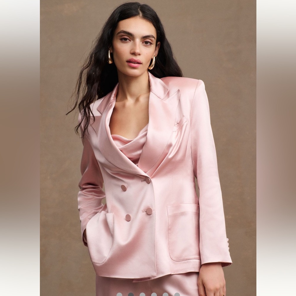 Ronny Kobo Vivv Light Pink Satin Blazer
